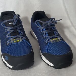 Nautilus Safety Steel Toe Black & Blue Treaded Sole Slip & Oil Resistant Shoes